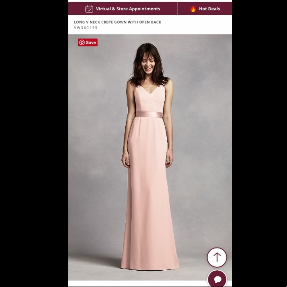 Long V Neck Crepe Gown WHITE BY VERA WANG